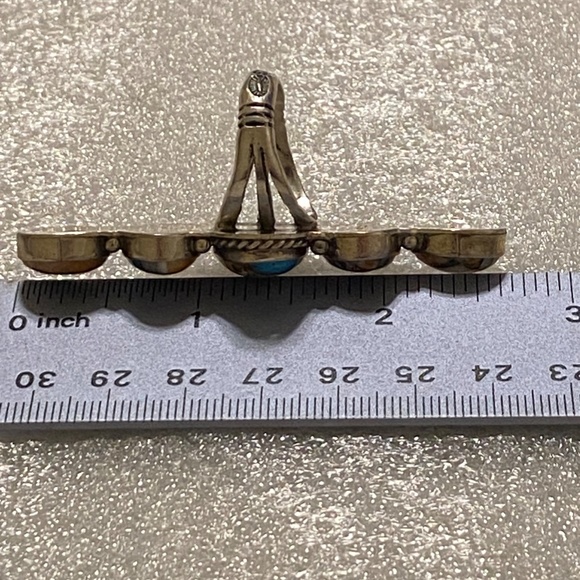 Dramatic 5 Stone Sterling Ring - Orange Spiny - Kingman - Size 9 - Picture 10 of 15